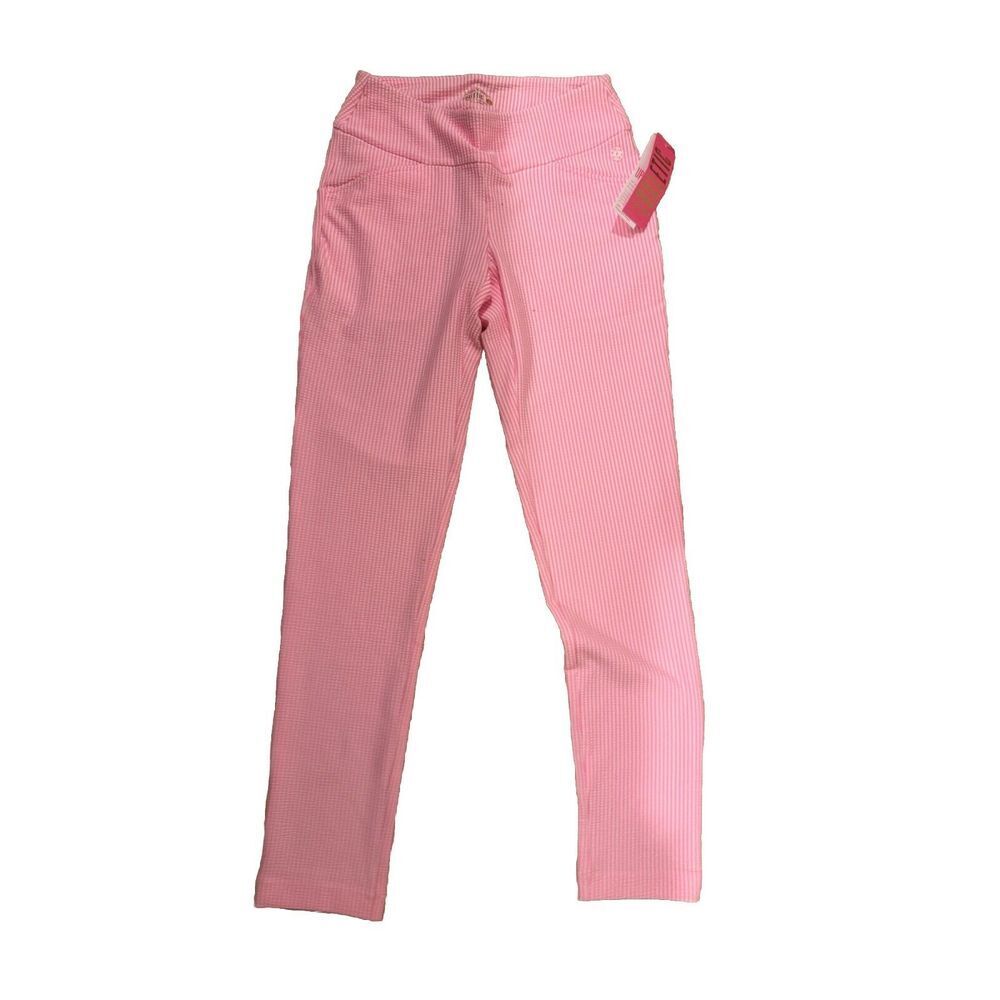 Lilly Pulitzer Luxletic Corso Pants Havana Pink Seersucker Stripe Size 2